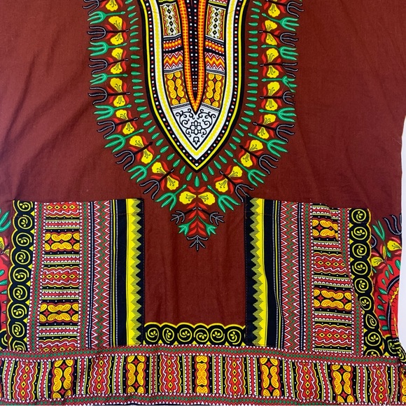 Big Mama Dashiki Hippie Maroon Color Traditional African Top Shirt Size Small - Picture 4 of 7